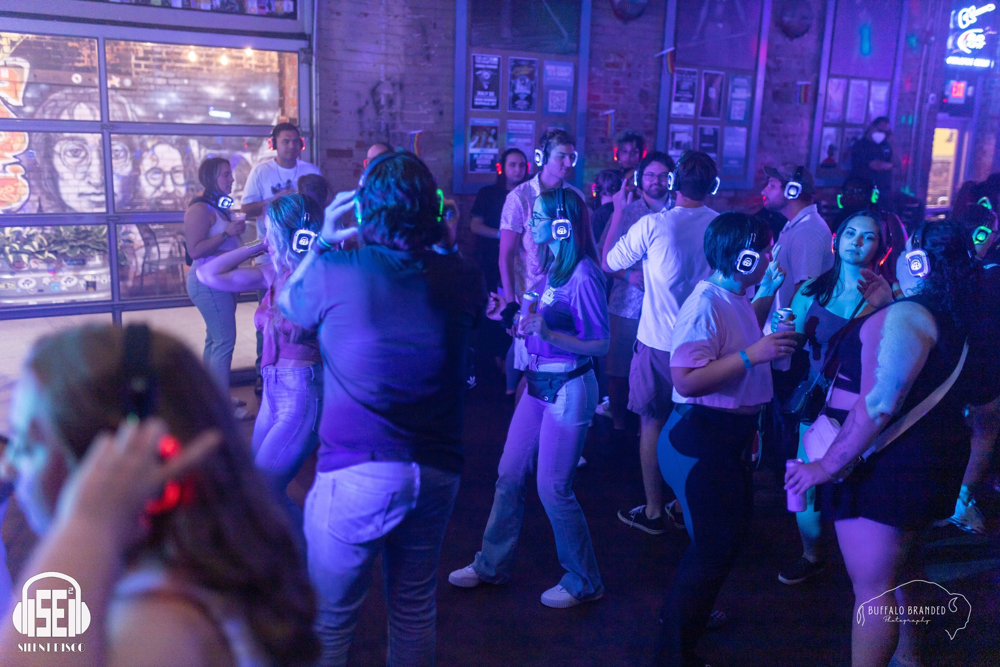 SE2 Silent Disco guests at Buffalo Iron Works in Buffalo.