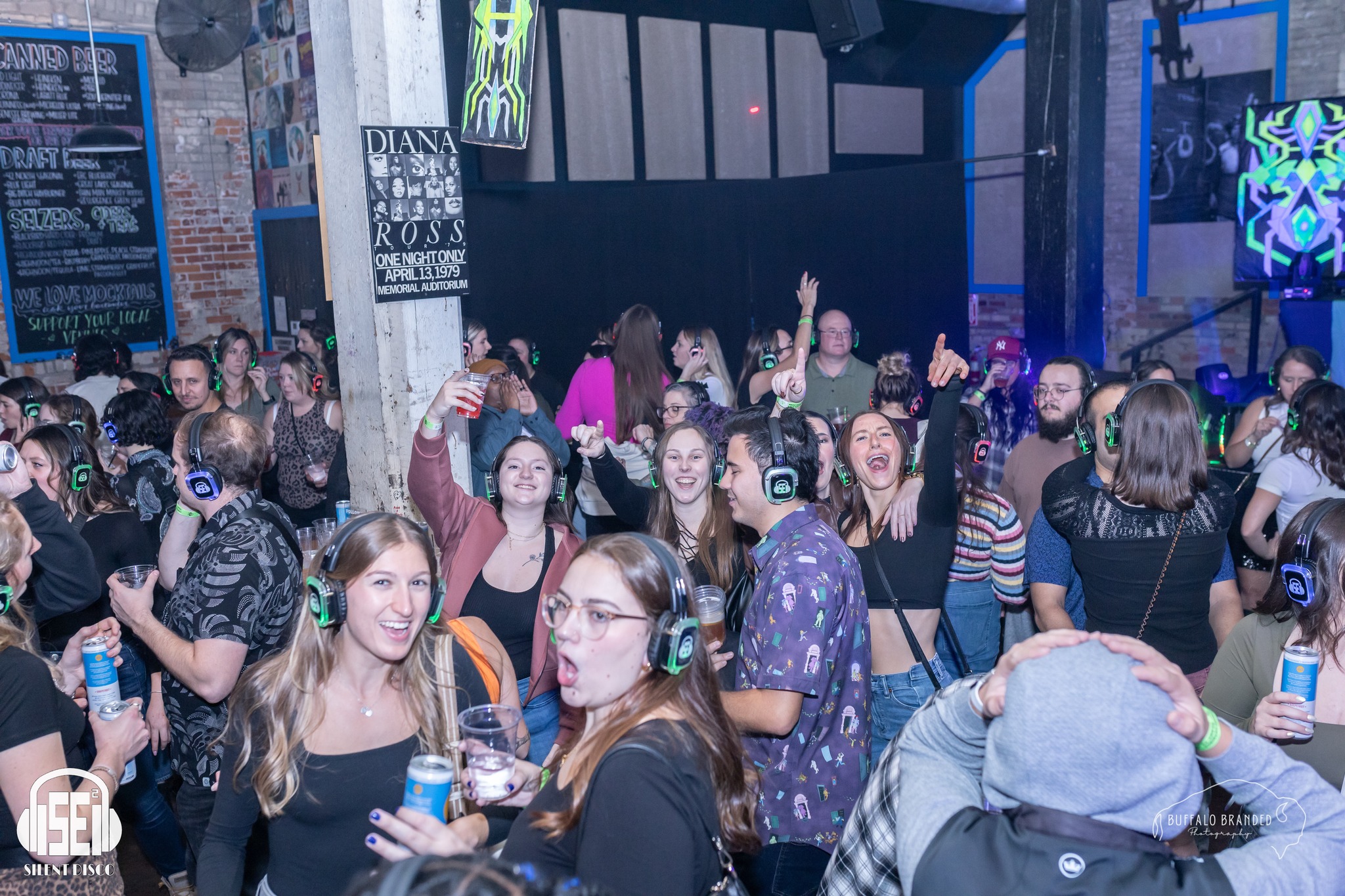 SE2 Silent Disco guests at Buffalo Iron Works in Buffalo.