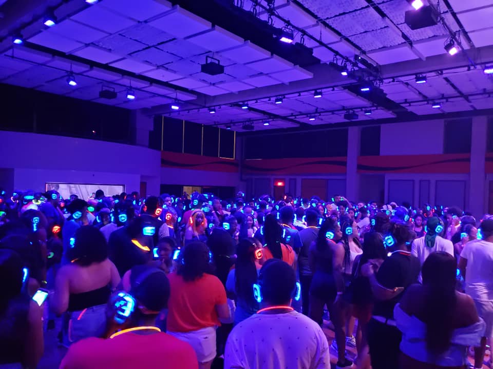 SE2 Silent Disco guests at Buffalo State University in Buffalo.