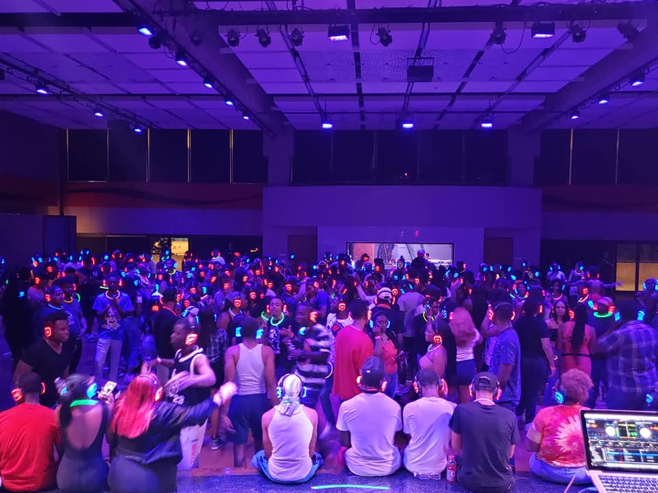 SE2 Silent Disco guests at Buffalo State University in Buffalo.