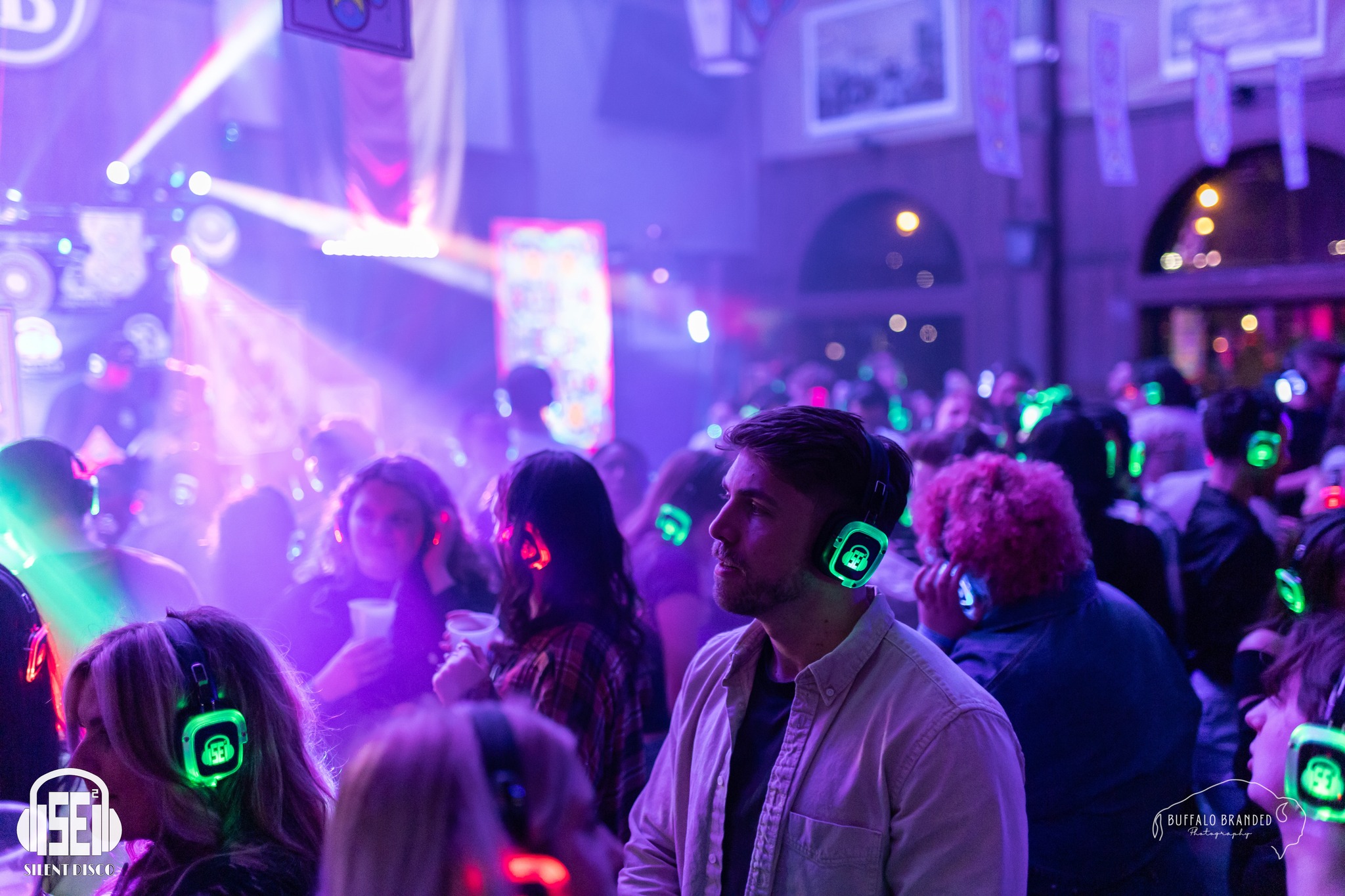 SE2 Silent Disco guests at Hofbräuhaus Buffalo in Buffalo.