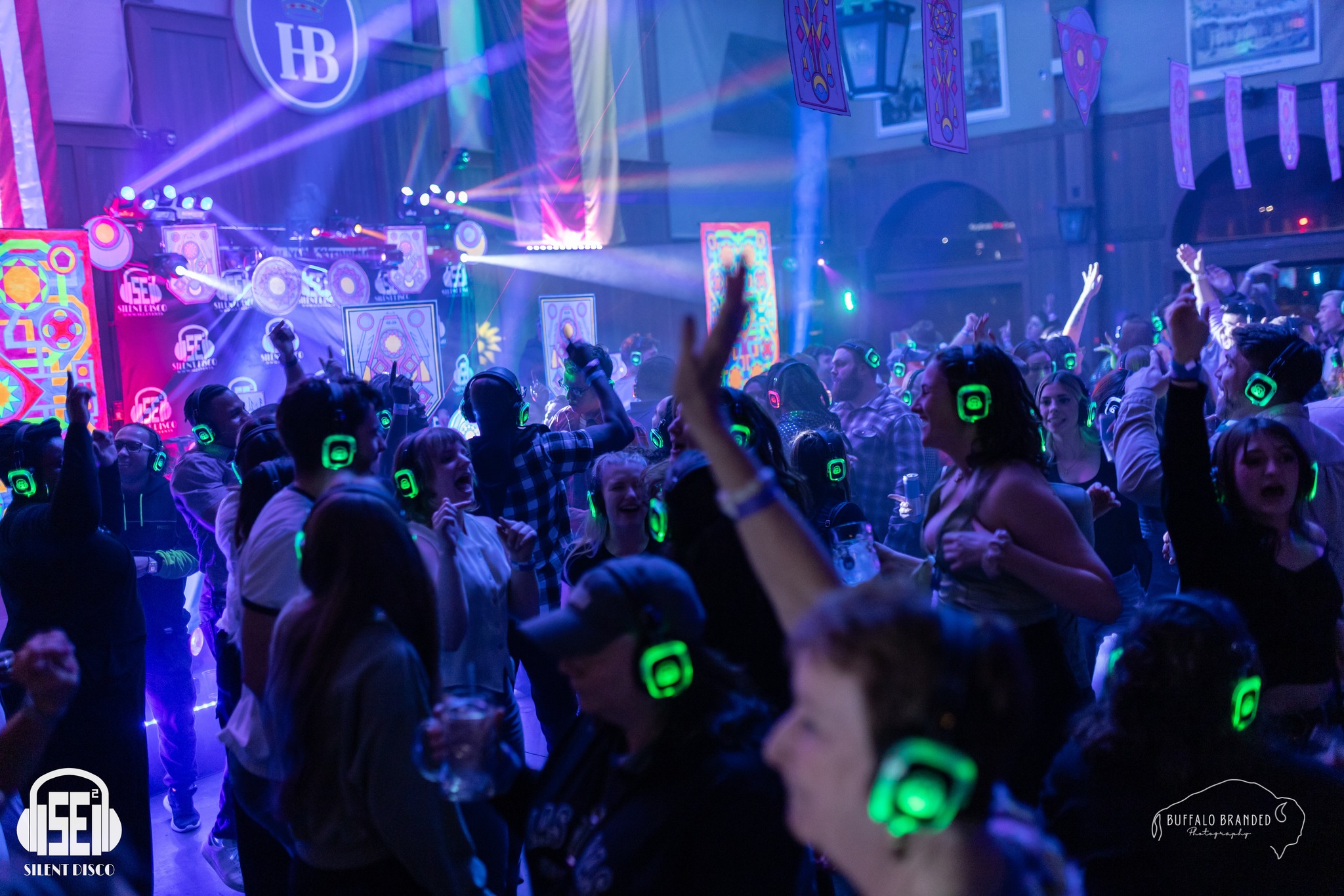 SE2 Silent Disco guests at Hofbräuhaus Buffalo in Buffalo.