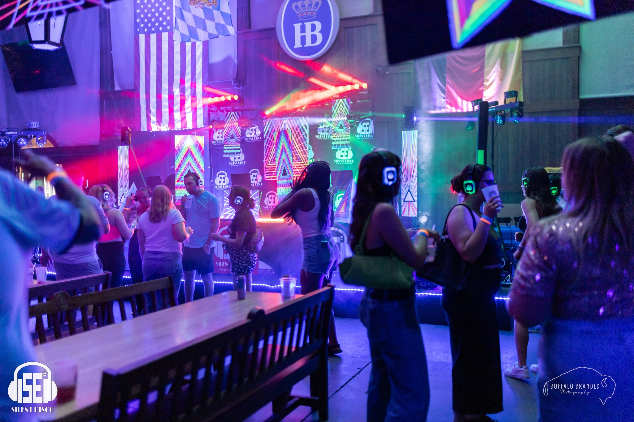 SE2 Silent Disco guests at Hofbräuhaus Buffalo in Buffalo.