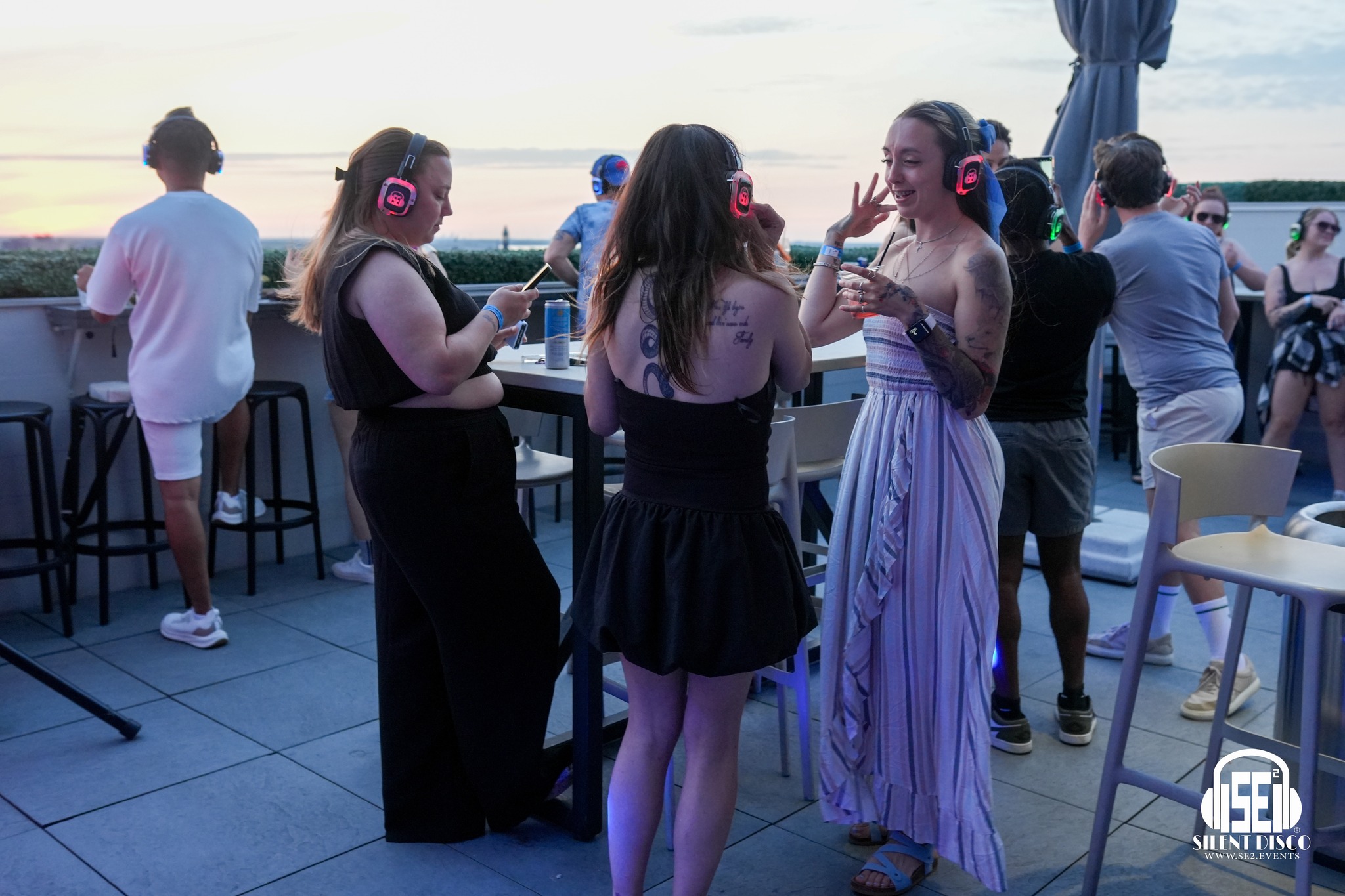 SE2 Silent Disco guests at Patrick's Rooftop in Buffalo.